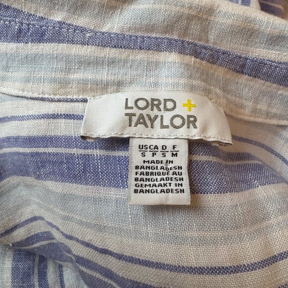 Lord & Taylor 100% Linen Striped Purple Blue Button Down Shirt Size Small Summer - Picture 6 of 8